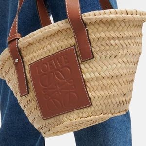 Loewe straw tote with camel leather - tags attached